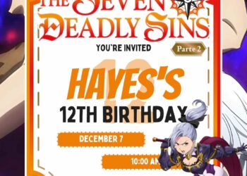 FREE Editable The Seven Deadly Sins Birthday Invitation