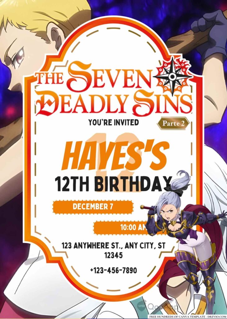 FREE Editable The Seven Deadly Sins Birthday Invitation