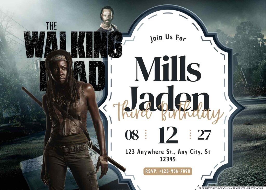 FREE Editable The Walking Dead Birthday Invitation