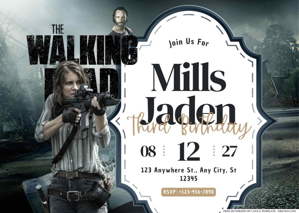 FREE Editable The Walking Dead Birthday Invitation