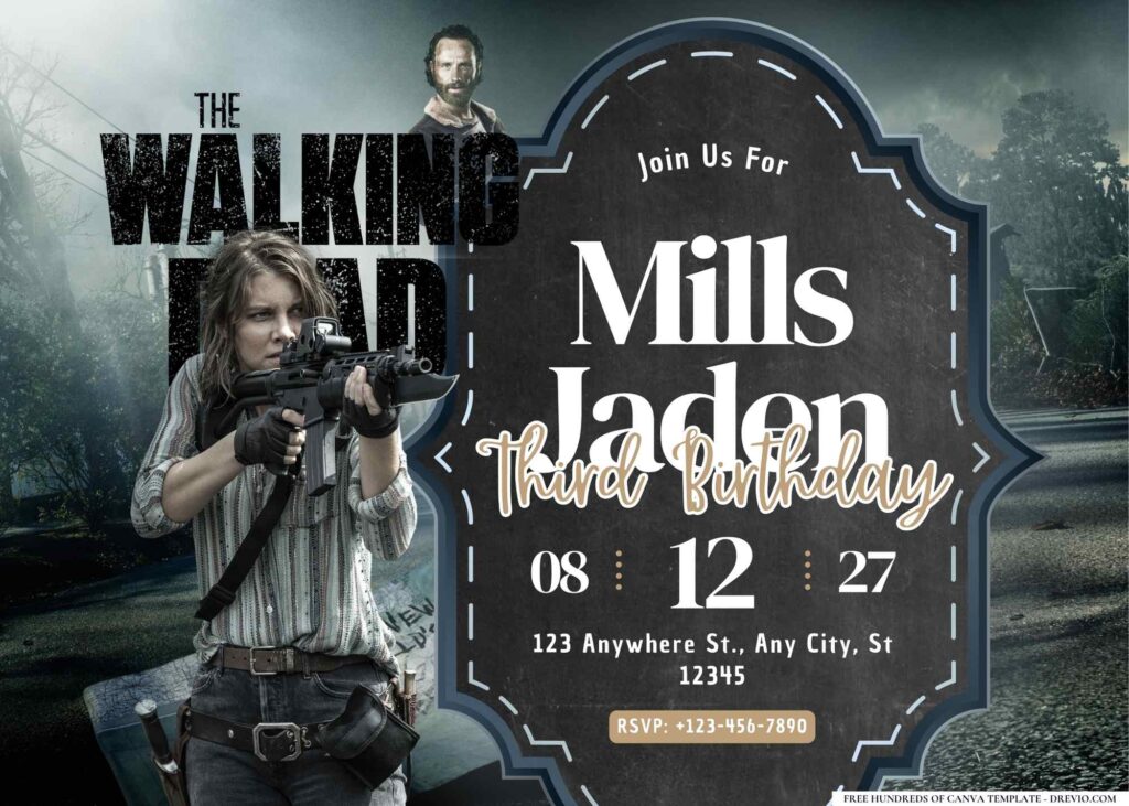 FREE Editable The Walking Dead Birthday Invitation