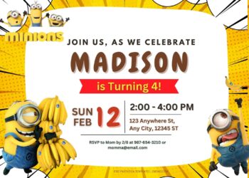 FREE Yellow Fiesta Minions Birthday Invitation Templates