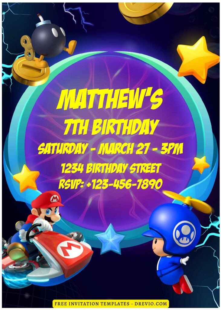 (Free Editable PDF) Iconic Super Mario Bros World Birthday Invitation Templates E