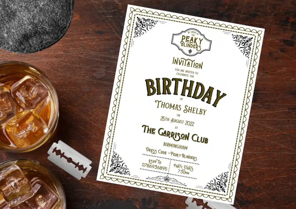 Peaky Blinders Birthday Party Invitations