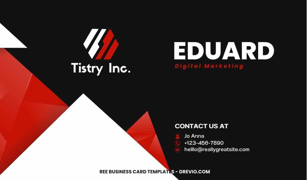 FREE Editable Red Triangle Corporate Business Card