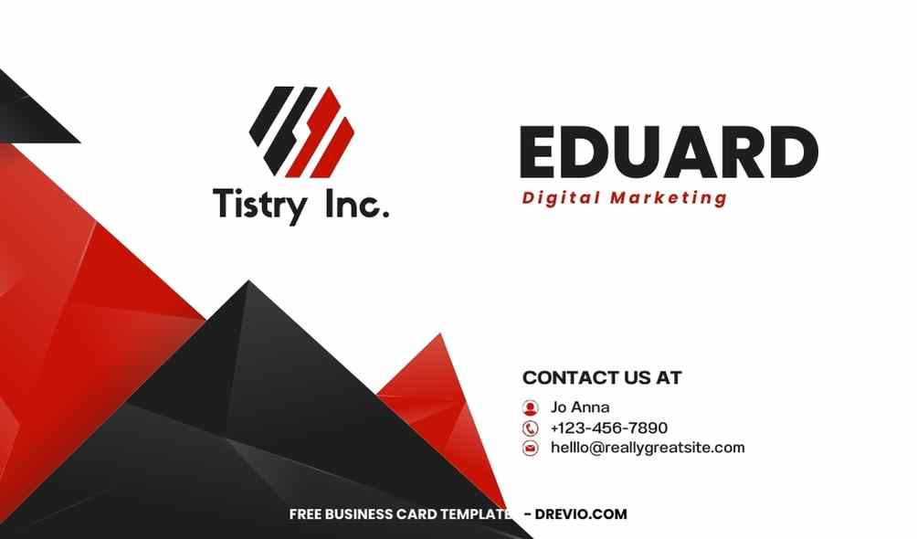 FREE Editable Red Triangle Corporate Business Card