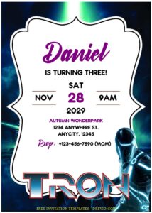 (Free Editable PDF) Awesome Tron Legacy Birthday Invitation Templates ...