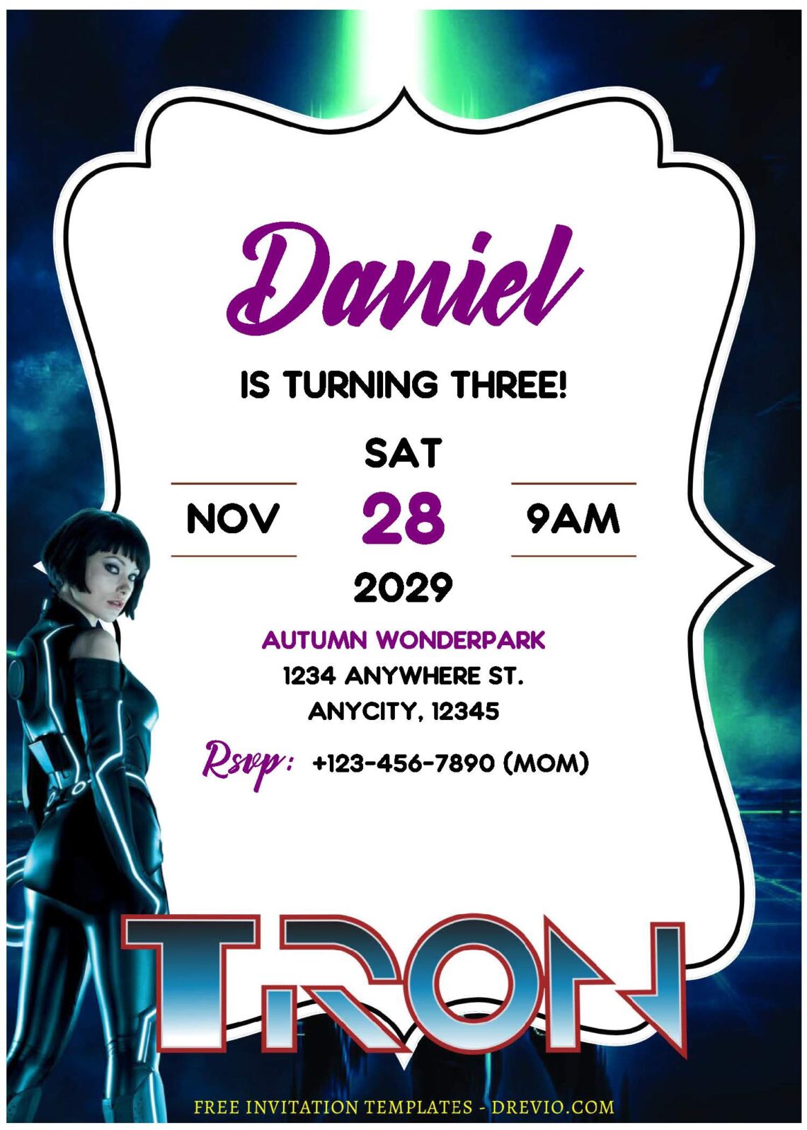 (Free Editable PDF) Awesome Tron Legacy Birthday Invitation Templates B ...