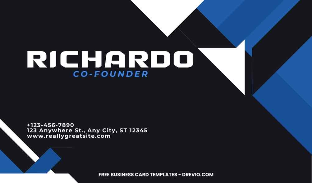 FREE Editable White Black And Blue Business Card