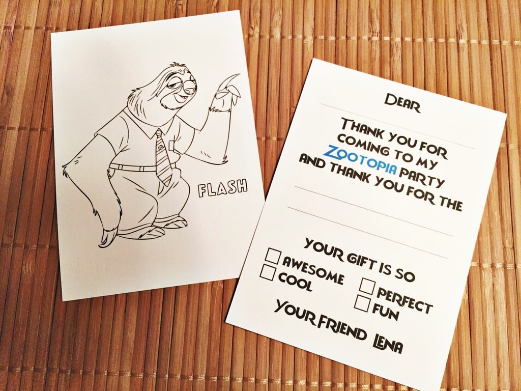 Zootopia Thankyou Card (1)