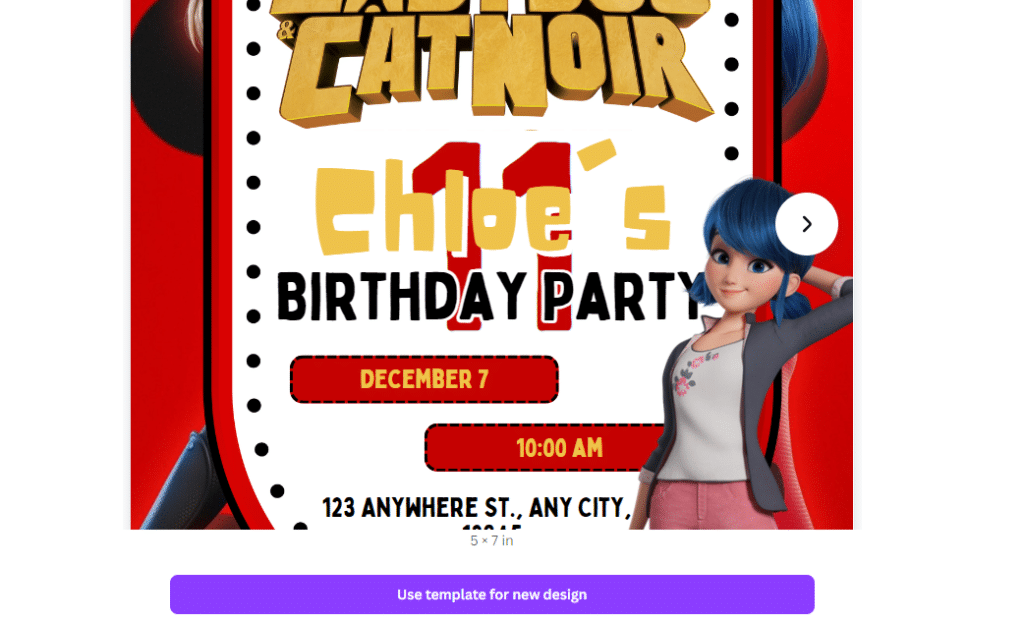 how to edit miraculous ladybug birthday invitations