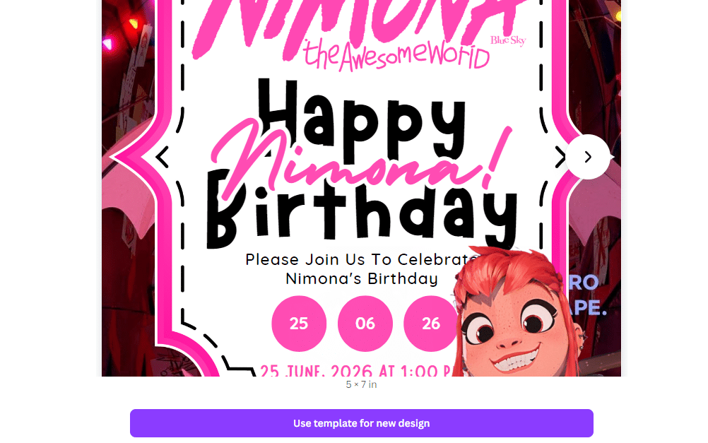 how to edit nimona birthday invitations