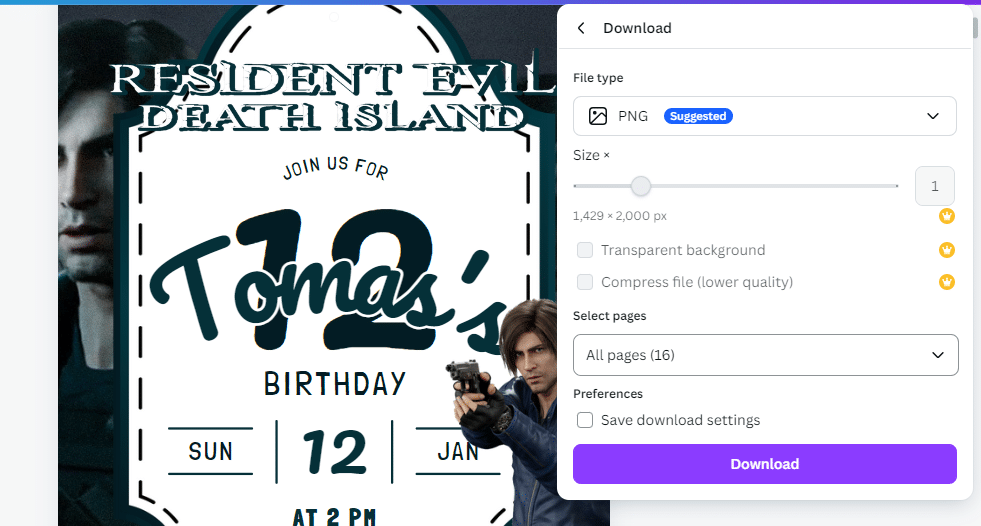 how to edit resident evil birthday invitations