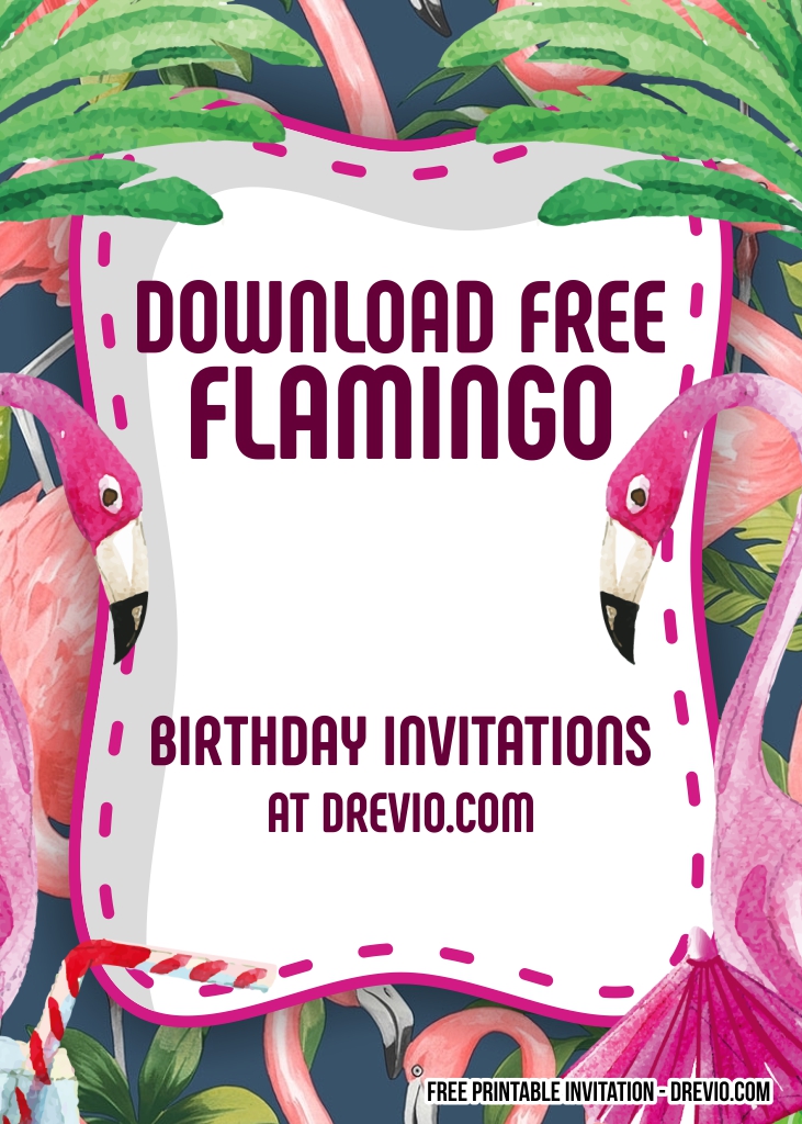 FREE Editable Flamingo Birthday Invitation