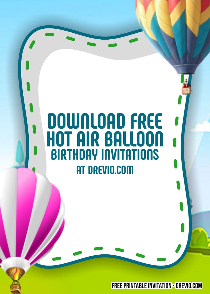 FREE Editable Hot Air Balloon Birthday Invitation