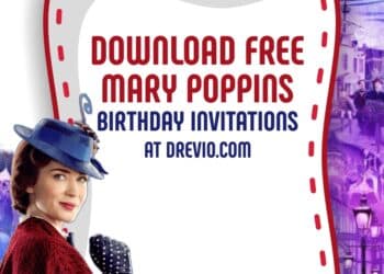 FREE Editable Mary Poppins Birthday Invitation