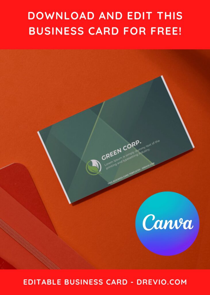 10+ Modern Geometric With Green Accent Canva Business Card Templates 