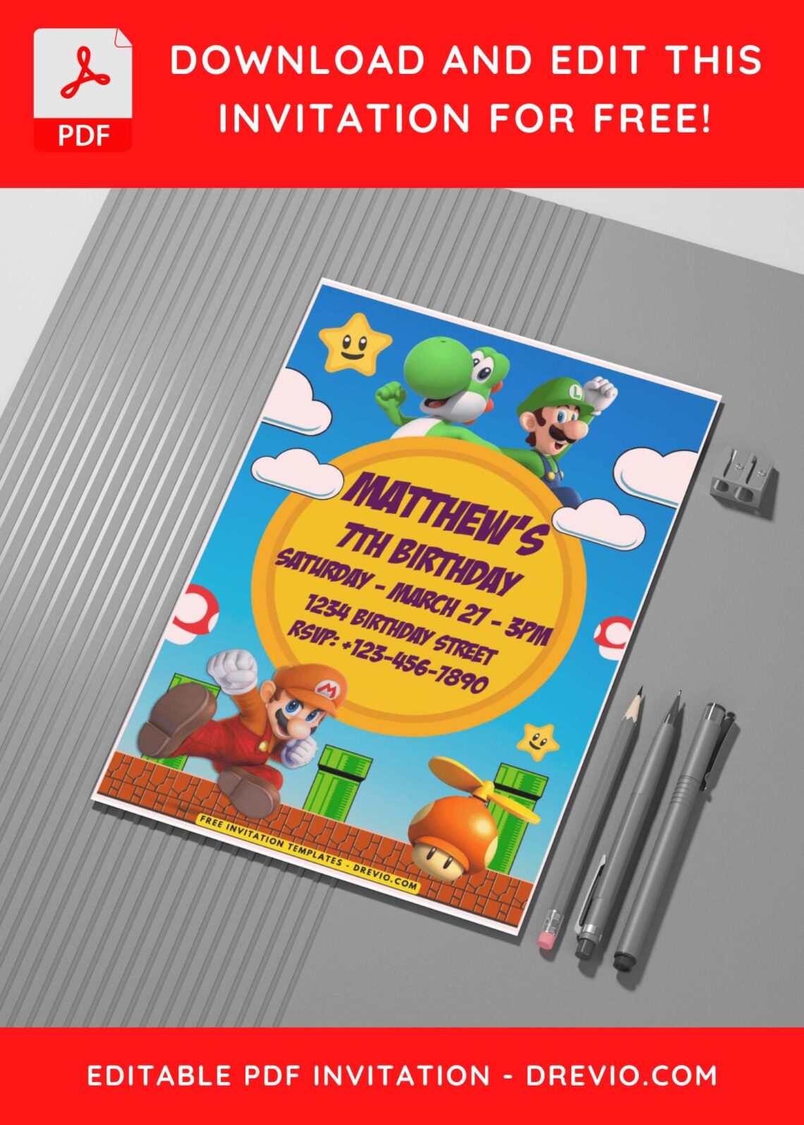 Super Mario Invitation Template Guide: Free Designs For Your Party! G
