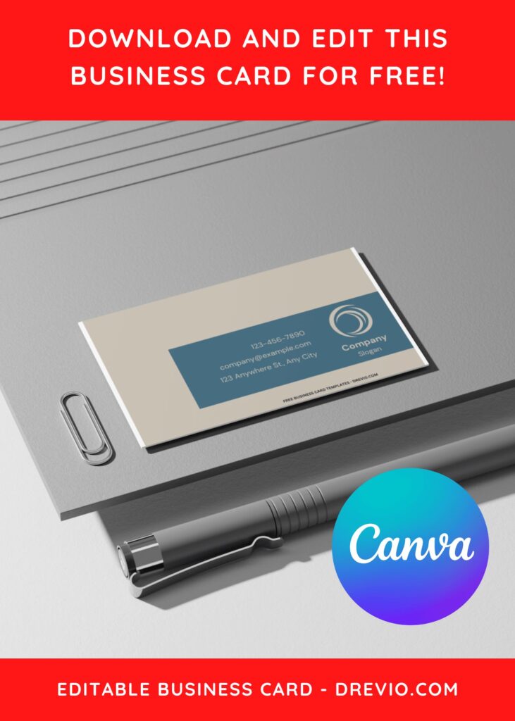 10+ Soothing Beige & Blue Canva Business Card Templates F