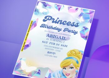 (Easily Edit PDF Invitation) Disney Cinderella Birthday Invitation Templates G