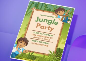 (Easily Edit PDF Invitation) Go Diego Go Jungle Party Invitation