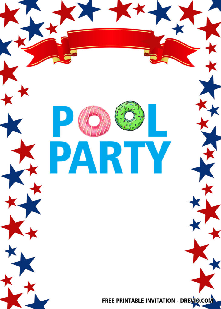 FREE 4th of July Pool Party Invitations