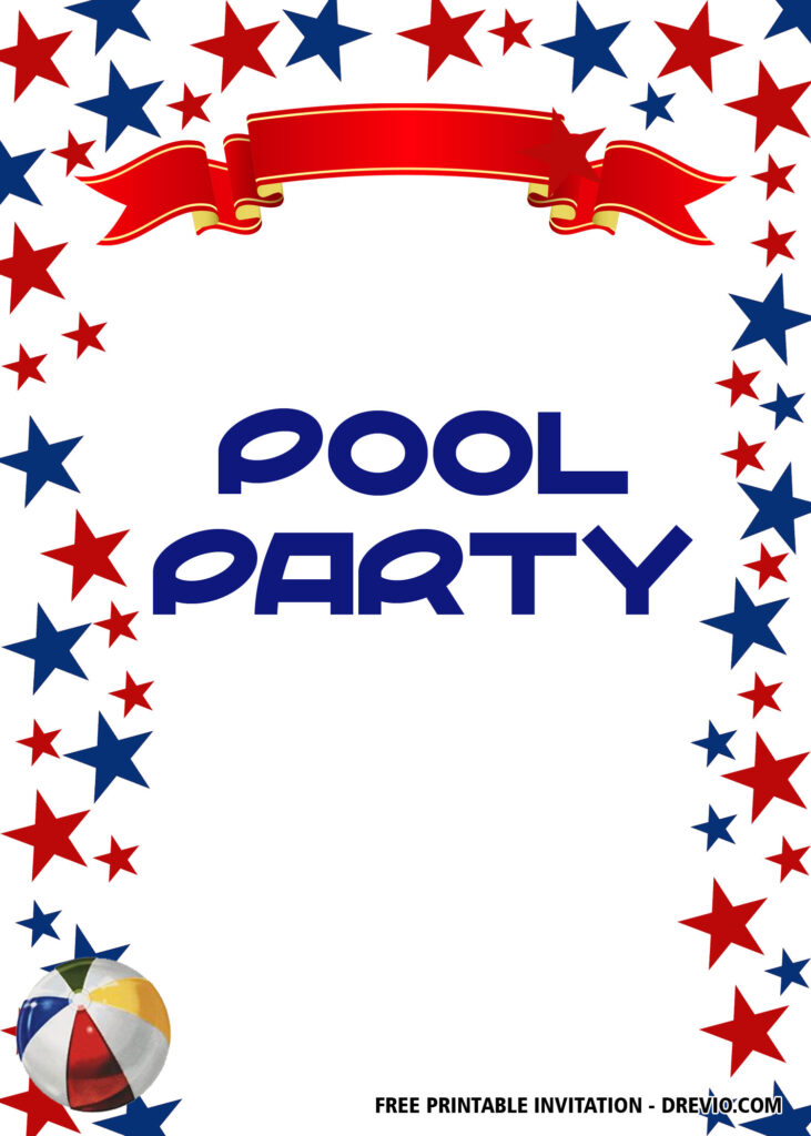 FREE 4th of July Pool Party Invitations