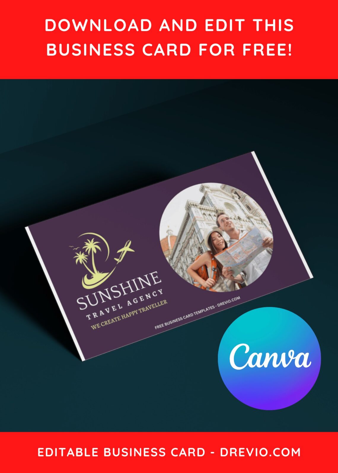10+ Colorful Travel Agency Canva Business Card Templates