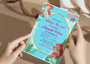 (Easily Edit PDF Invitation) Disney Ariel Little Mermaid Birthday Invitation