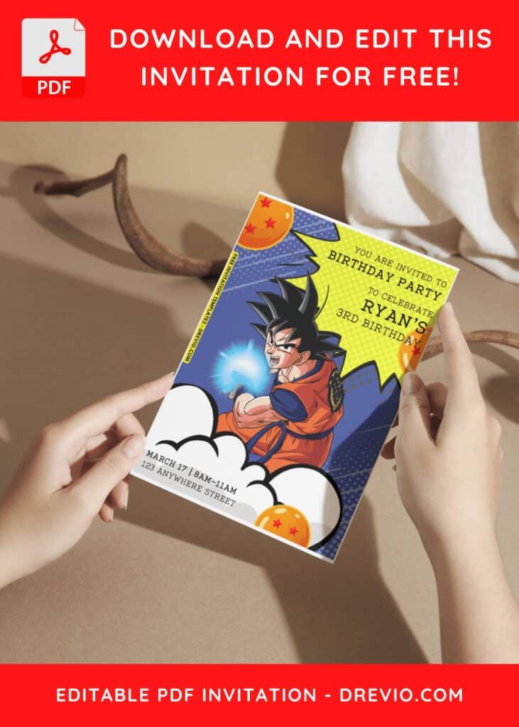 (Easily Edit PDF Invitation) Epic Dragon Ball Z Birthday Invitation A