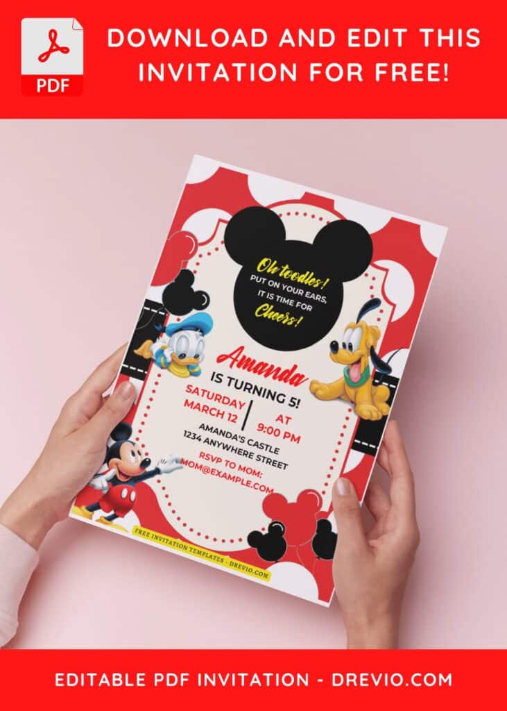 (Easily Edit PDF Invitation) Mickey Mouse Birthday Invitation B