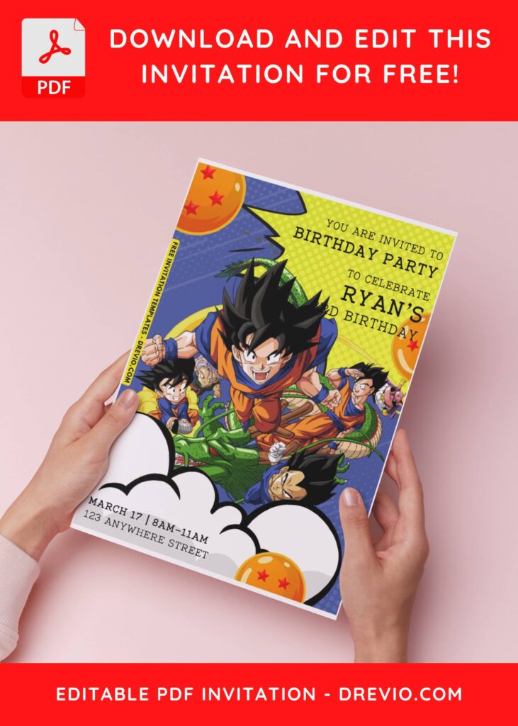 (Easily Edit PDF Invitation) Epic Dragon Ball Z Birthday Invitation B