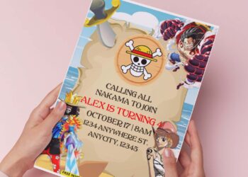 (Easily Edit PDF Invitation) One Piece Anime Birthday Invitation Templates H