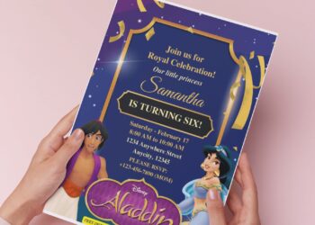 (Easily Edit PDF Invitation) Shimmering Aladdin Birthday Invitation