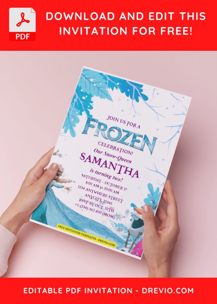 (Easily Edit PDF Invitation) Elsa And Anna Frozen Birthday Invitation F