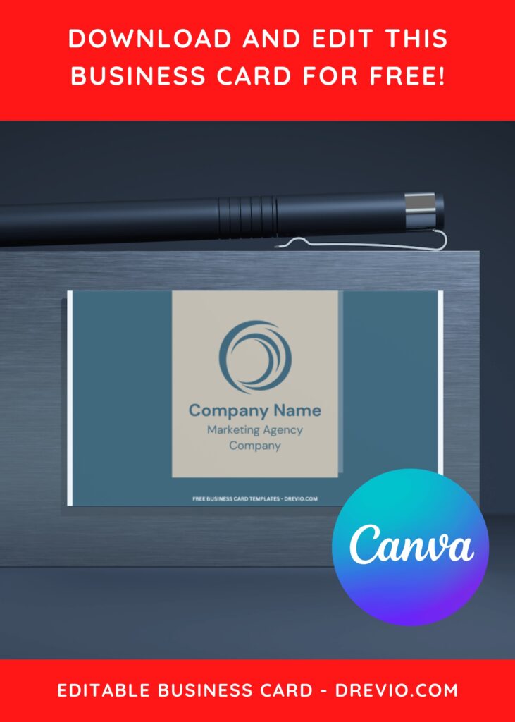 10+ Soothing Beige & Blue Canva Business Card Templates D