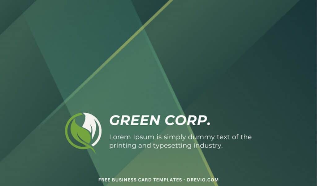 10+ Modern Geometric With Green Accent Canva Business Card Templates II