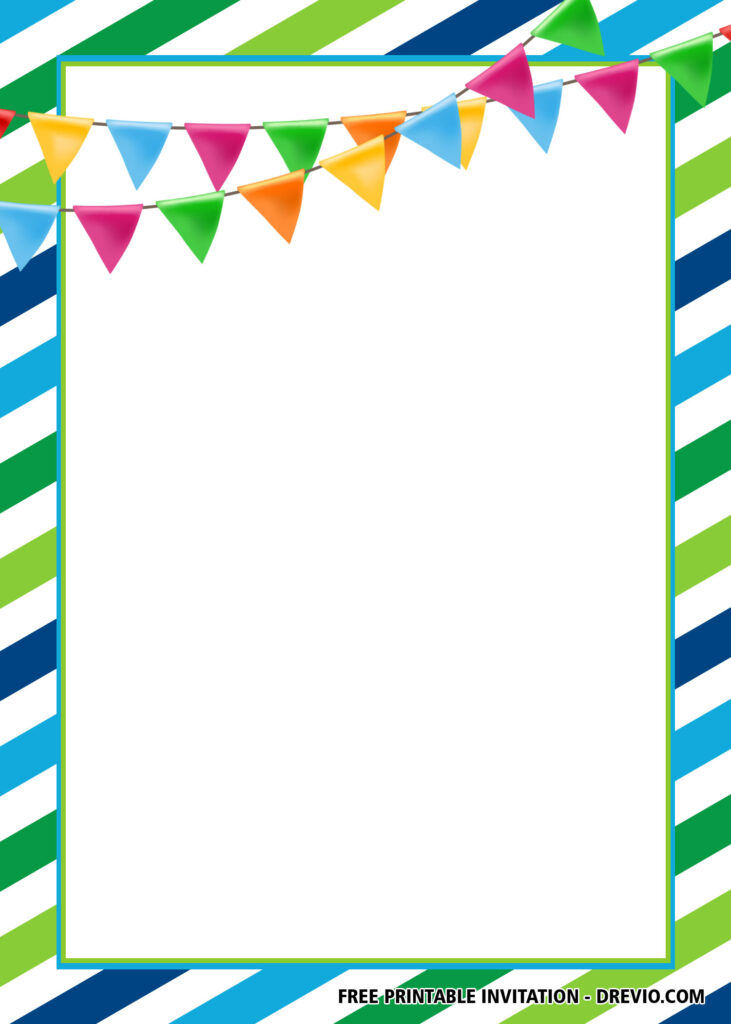 FREE Editable Blue Green Birthday Invitations
