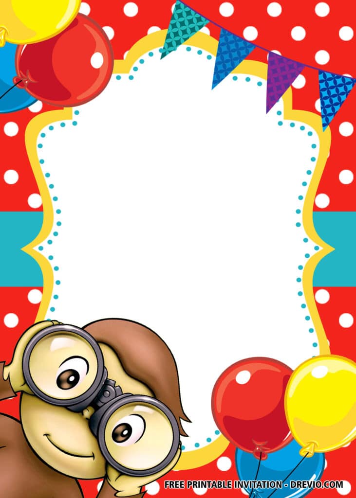 FREE Editable Curious George Birthday Invitations