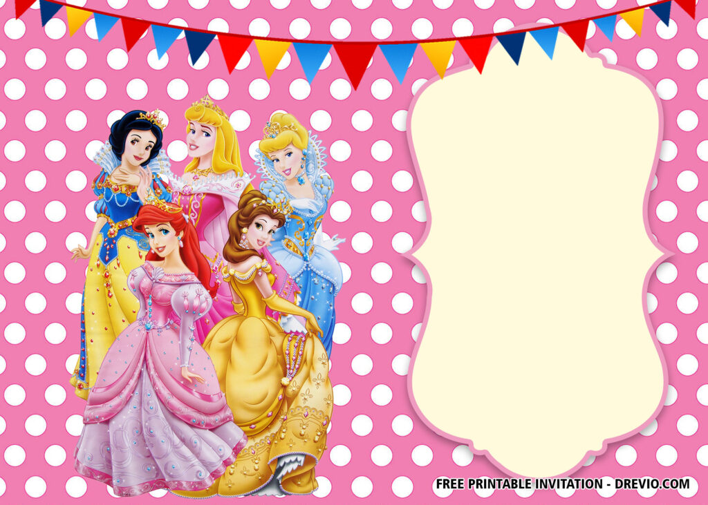 FREE Editable Disney Princess Birthday Invitations:
