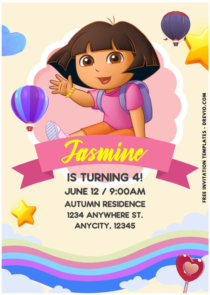 (Easily Edit PDF Invitation) Fun Dora Adventure Birthday Invitation I