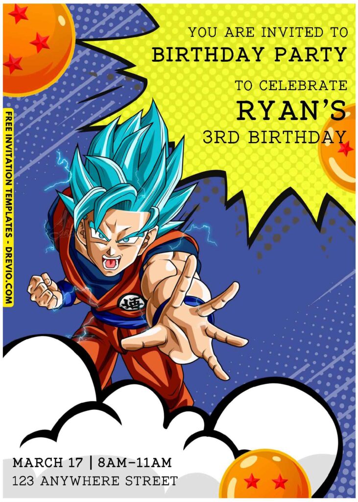 (Easily Edit PDF Invitation) Epic Dragon Ball Z Birthday Invitation D