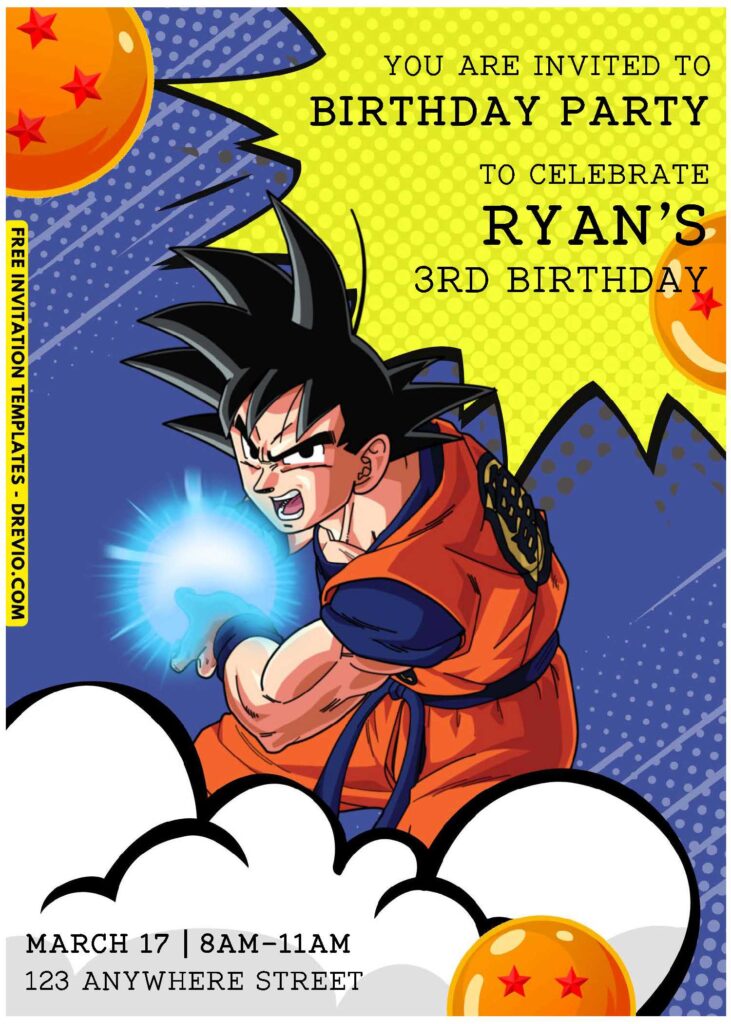 (Easily Edit PDF Invitation) Epic Dragon Ball Z Birthday Invitation E