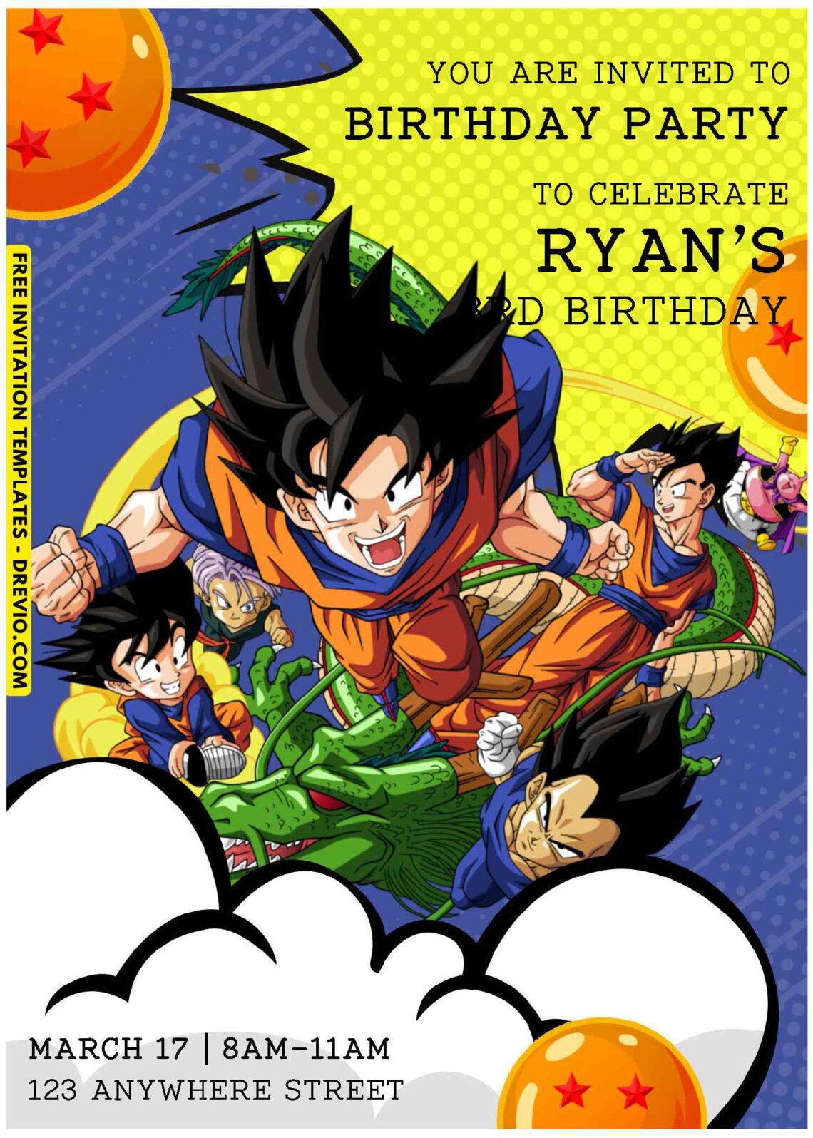 (Easily Edit PDF Invitation) Epic Dragon Ball Z Birthday Invitation F