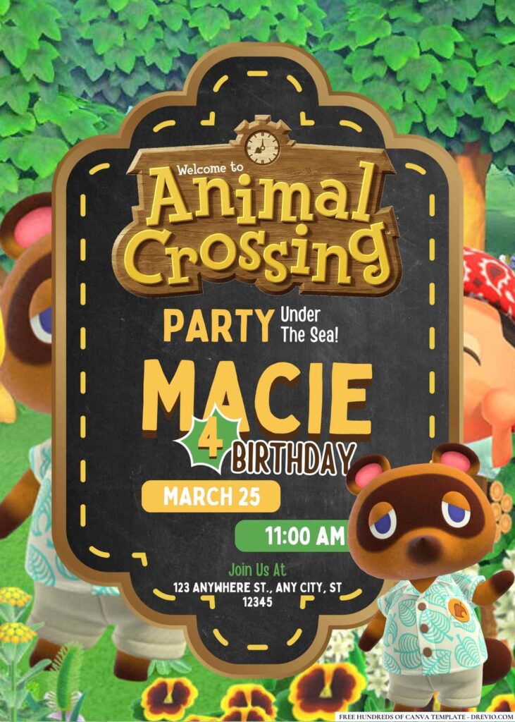 FREE Animal Crossing Birthday Invitations