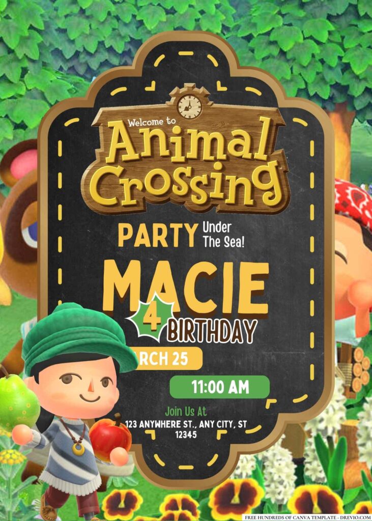 FREE Animal Crossing Birthday Invitations