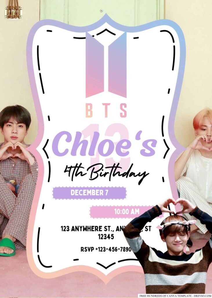 FREE BTS Birthday Invitations