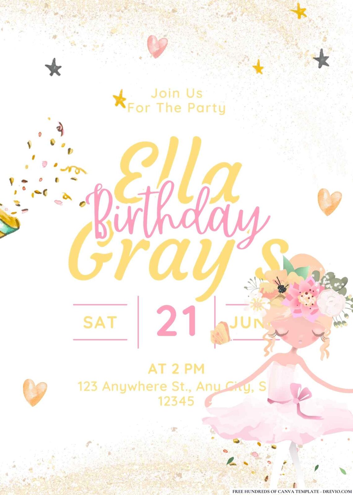 FREE Ballet Princess Birthday Invitations