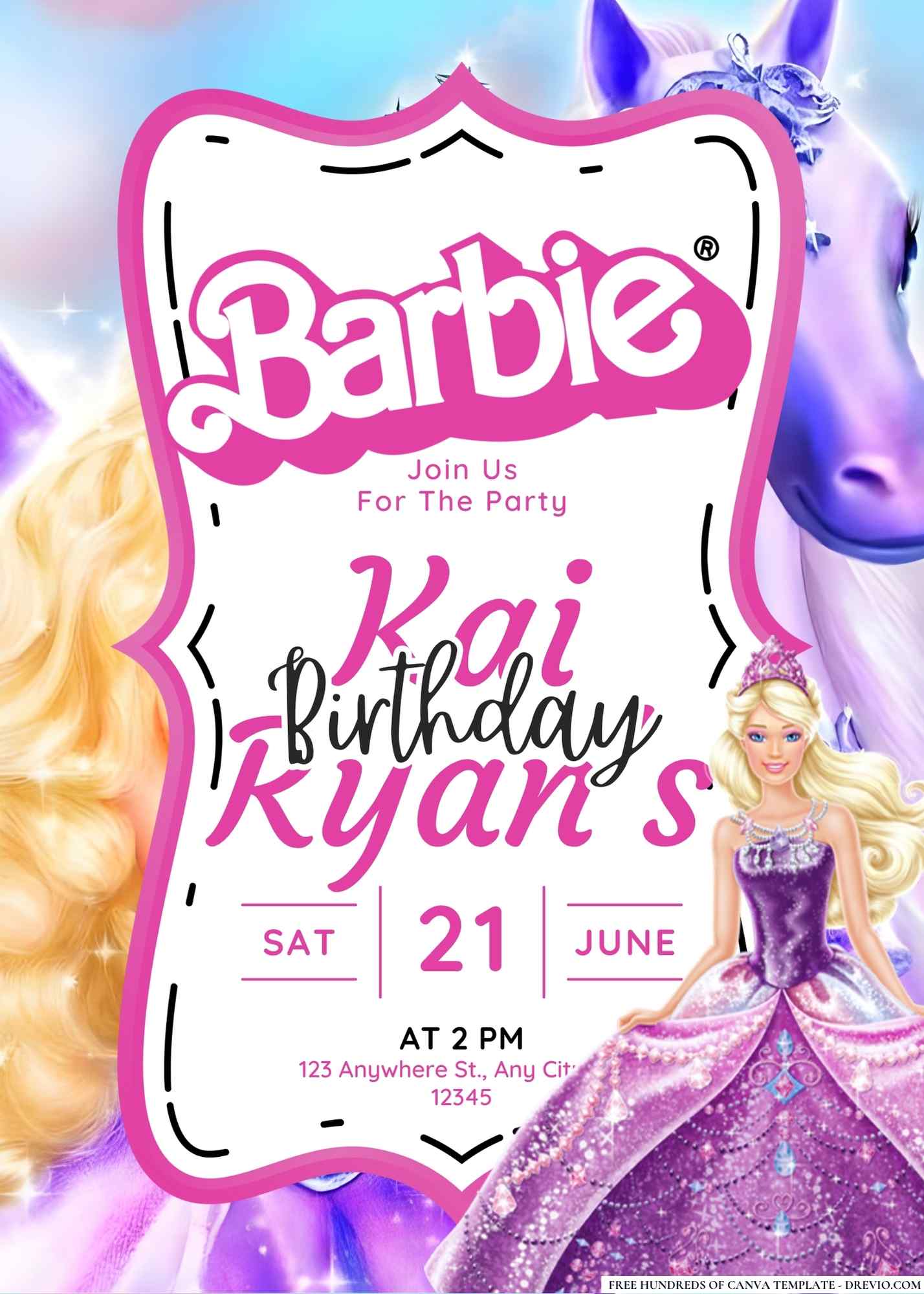 FREEBarbieBirthdayCanvaTemplates (13) Download Hundreds FREE