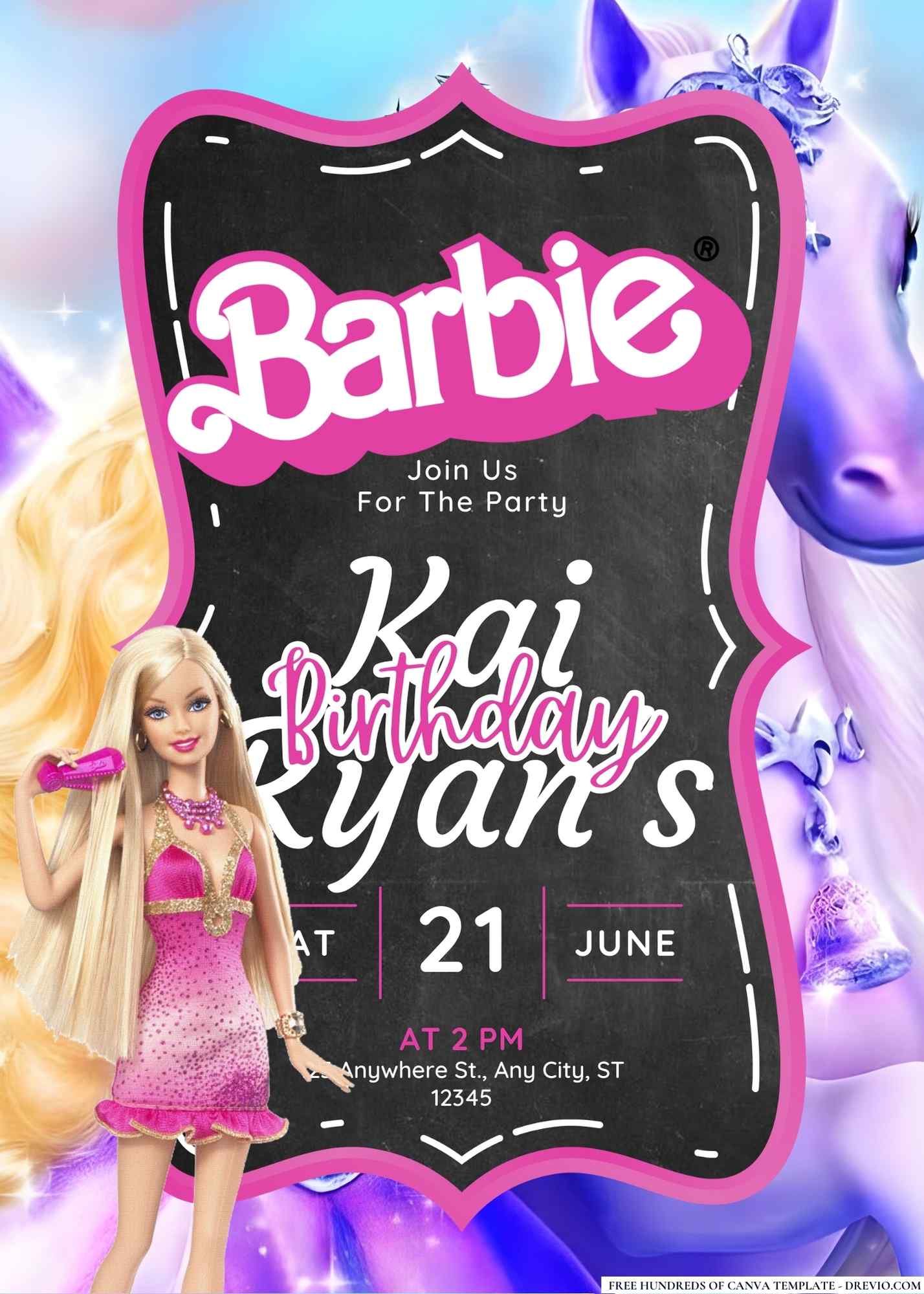 FREEBarbieBirthdayCanvaTemplates (7) Download Hundreds FREE